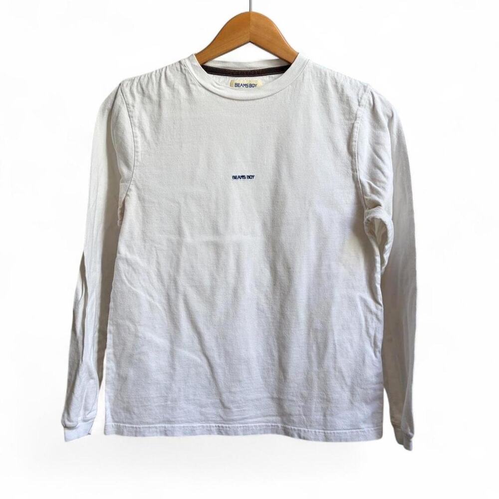Beams Plus Boys Long Sleeve Minimalist Japanese Streetwear Youth Small Logo Tee